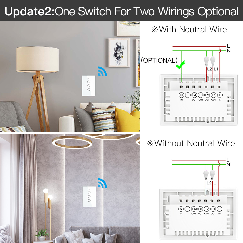 ZigBee Wall Touch Smart Light Switch No Neutral Wire 