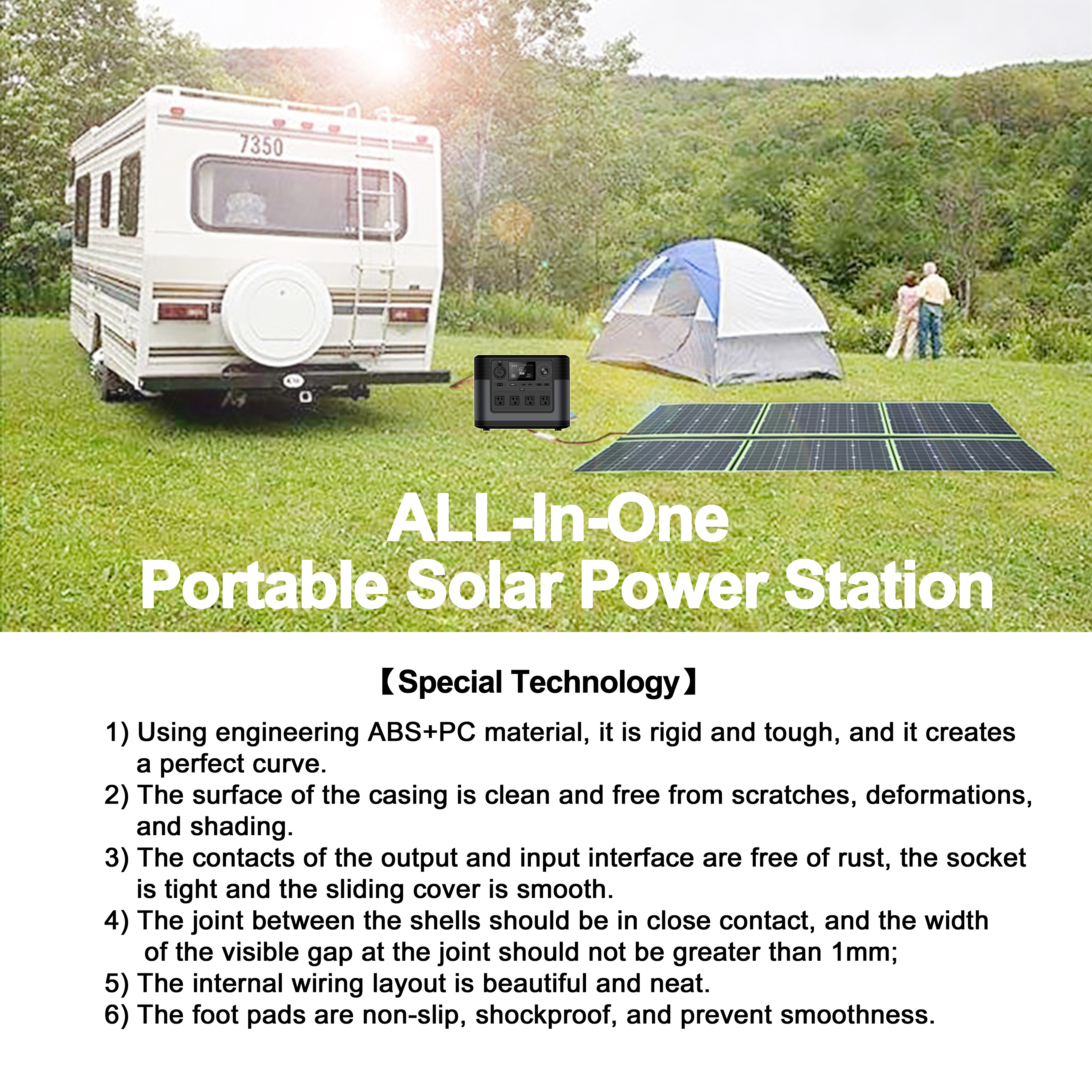 Portable Solar Generator Power Station 1200W Inverter