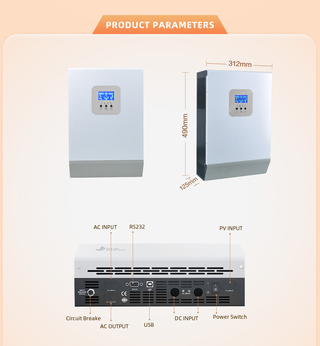 Hybrid Power Inverter 1kw with Controller High Frequency Pure Sine Wave Inverter with PWM Controller Charger Solar Power System