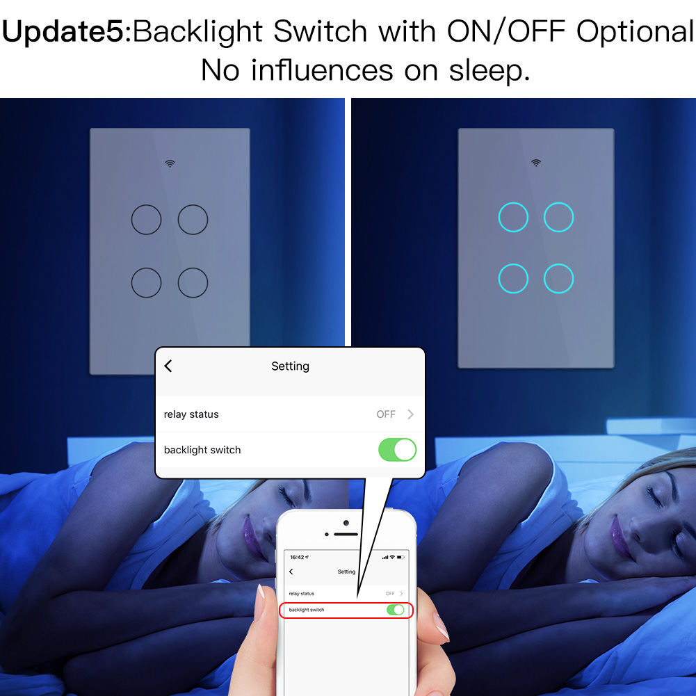 4 gang tuya WIFI RF smart light switch with neutral